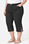 Plus Size Women's Below Knee Button Detail Jeans Capri 01 Anthracite - 3
