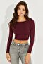 Women's Burgundy Backless Crop Blouse Cy430 - 3
