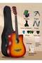 38 Inch Acoustic Guitar Starter Set, Full Kit with Gig Bag and Tuner for Beginners, Brown