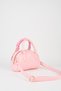 Women's Peony Pink Scarf Gift Faux Leather Medium Size Zipper Closure Handbag and Shoulder Bag - 5