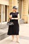 Plus Size Skirts Pleated Cotton Lycra Black Dress - 5