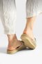 Open Front Bow Tie Detail Straw Knit Women's Slippers Beige - 3