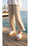 High-Heeled Ankle Buckle Women's Summer Sandals with Gold Buckle Detail on the Front - 5