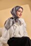 Twill Silk Geo Scarf Gray 90X90 - 4