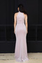 Silvery Halter Neck Long Evening Dress - Pudra - 7