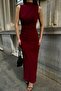Slit Sandy Dress Bordo - 2