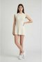 Women's Ecru Sleeveless Crew Neck Bell-Sleeved Summer Bohemian Short Mini Knitwear Dress - 2