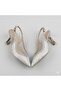 (Park Moda) Closed Toe Women's Heeled Shoes with Drop Stone Detail Silver - 7