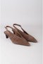 Seç 5132-1 Genuine Leather Heel-Headed Women's Shoes (Heel Height: 5 cm) Dark Brown - 2