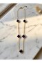 Navy Blue Mineli 5-Piece Clover Gold Color Chain Stainless Steel Necklace