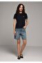 Regular Fit Polo Collar Embroidered Women's Navy Blue Short Sleeve T-Shirt - 3