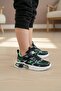 Children's Comfortable Sneakers with Geometric Graphic Pattern and Velcro Fastening