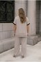 Women's Plus Size Short Sleeve Embroidered Floral Detailed Wide Leg Sweatpants Set 8264-26 - 3
