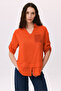 Women's Polo Collar Three Quarter Sleeve Blouse 6258 Red