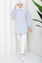 Striped Combed Cotton Tunic Gray Hm2917 - 4