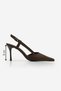 Women's Stiletto Pointed Toe Open Back Ankle Strap Classic Heeled Shoes Tandor Brown Suede - 3