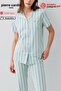 Paris Premium Women's Modal Cotton Striped Front Buttoned Short Sleeve Pajama Set - 3