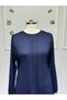 Women's New Season Combed Cotton Mother's Dress with Elastic Sleeves and Stone Detail - 3