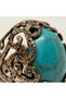 Bronze Vintage Women's Ring Authentic Copper Jewelry Turquoise Turquoise Stone Lace Model Adjustable - 6