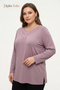 Women's Plus Size Powder Starburst Pattern, Embroidered Collar, Stoned Mother Combed Cotton Blouse, Oversized Size