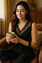 Lace Detailed Deep V-Neck Silk Nightgown Set V7200 - 6
