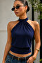 Lace-Up Stretchy Crop Top Blouse - 4