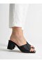 Women's Black Thick Heeled Stylish Comfortable Daily Evening Dress Slippers - 3