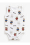 Bear Patterned Athlete Bodysuit with Teddy Bear, 100% Cotton - 3