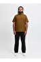 Men's Tan Color Comfortable Fit Plain Crew Neck T-Shirt - 3