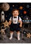 Space Concept Baby Boy Salopet Shirt Socks Bow Tie Set