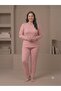 Summer Knitted Floral Patterned Powder Sleeve Plus Size Powder Pajama Set