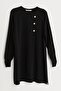 Button Detailed Knitwear Tunic - Black