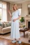 New Season Blue Double-Breasted Summer Full Length Stylish Design Short Sleeve 100% Cotton Maternity Pajamas Nightgown Set of 2 - 7