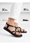 Women's Black Gold Ring Detailed Soft Sole Casual Flip-Flop Sandals - 2