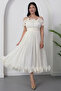 Heart Neck Bust and Hem Ruffled Evening Dress BAL139 - 4