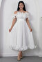 Heart Neck Bust and Hem Ruffled Evening Dress BAL139 - 5