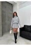 Pleated Mini Skirt Turtleneck Sweater Bottom Top Knitwear Set