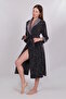 Women's Leopard Pattern Shawl Niki Velvet Bamboo Cotton Dressing Gown - 3