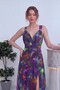 Women's Tie-Dye Patterned Thick Strap Slit Backless Maxi Woven Dress Blue, Purple, Green - 5