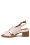 2311510Y Women's Genuine Leather Heeled Sandals Beige - 4