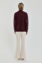 Embroidered Half Turtleneck Sweater - Plum - 4