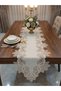 Gardenya Fabric French Lace 5-Piece Living Room Set Linen Look Ecru Runner Coffee Table Cover Set - 2