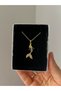 Blue Zircon Stone Mermaid Necklace - Gold Plated Necklace with Female Figure - 3