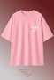 Women's Strawberry Milk Cat Printed Oversize Crew Neck Cotton Casual Combed Cotton T-Shirt - 5