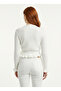 White Double-Breasted Collar Knitted Detailed Women's Blouse - 2