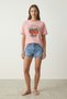 Women's Powder California Strawberry Printed Crew Neck Cotton T-Shirt - 3