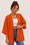 Orange Kimono Style Loose Cardigan Daily Thin Tunic Summer Oversize New Season Jacket - 3