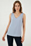 Women's V-Neck Zero Sleeve Blue Blouse - 4