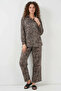 Women's Leopard Patterned Viscose Brown Set