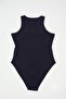 Women's Halter Neck Navy Blue Bodysuit - 4